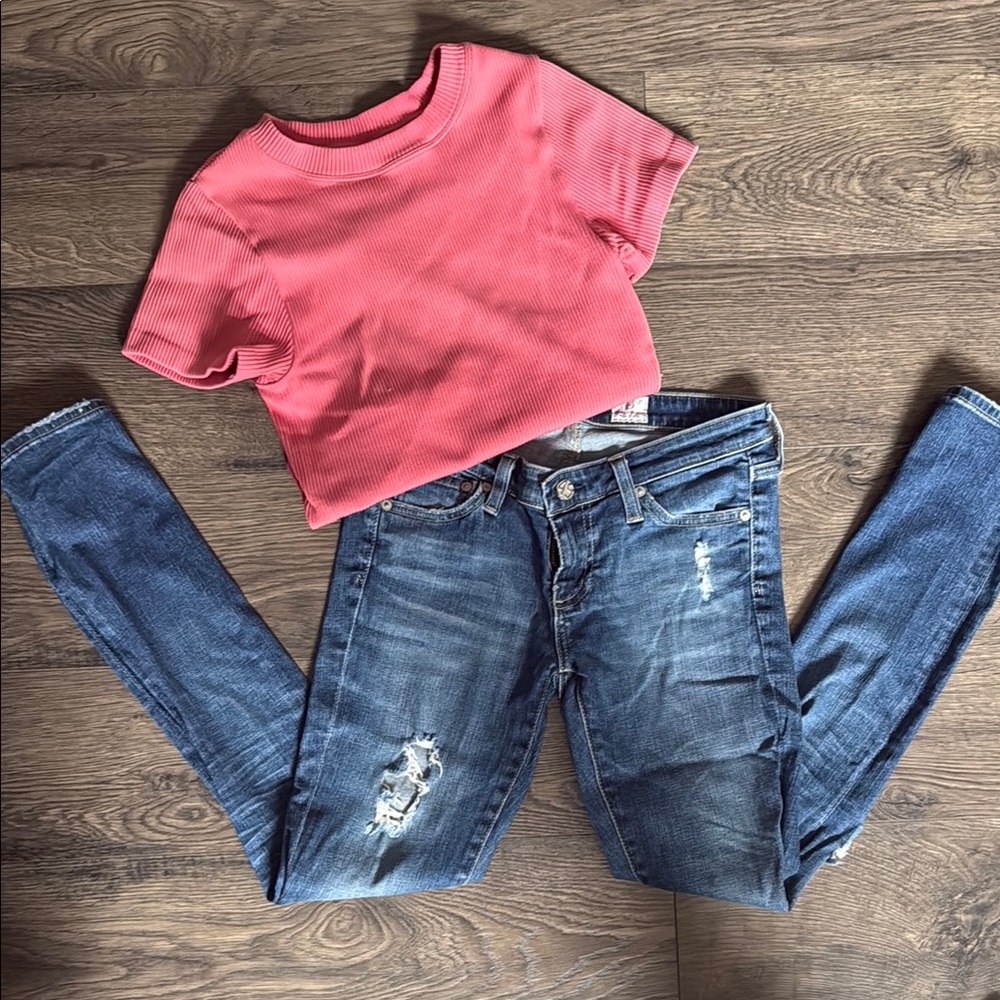 AG Distressed Blue Jeans